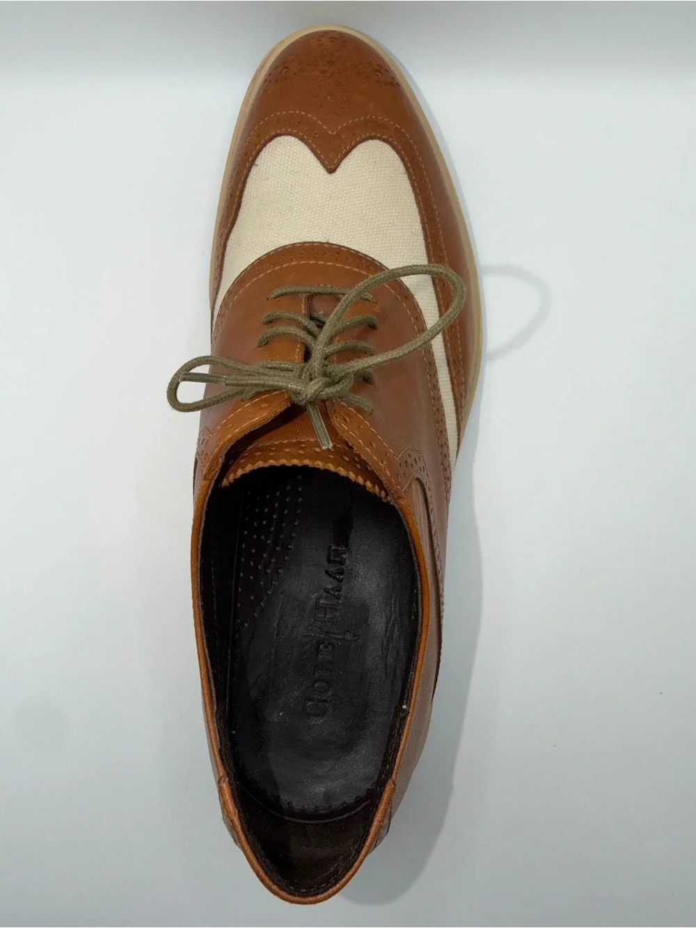 Cole Haan Men's Tan and Cream Wingtip Oxfords Size 10